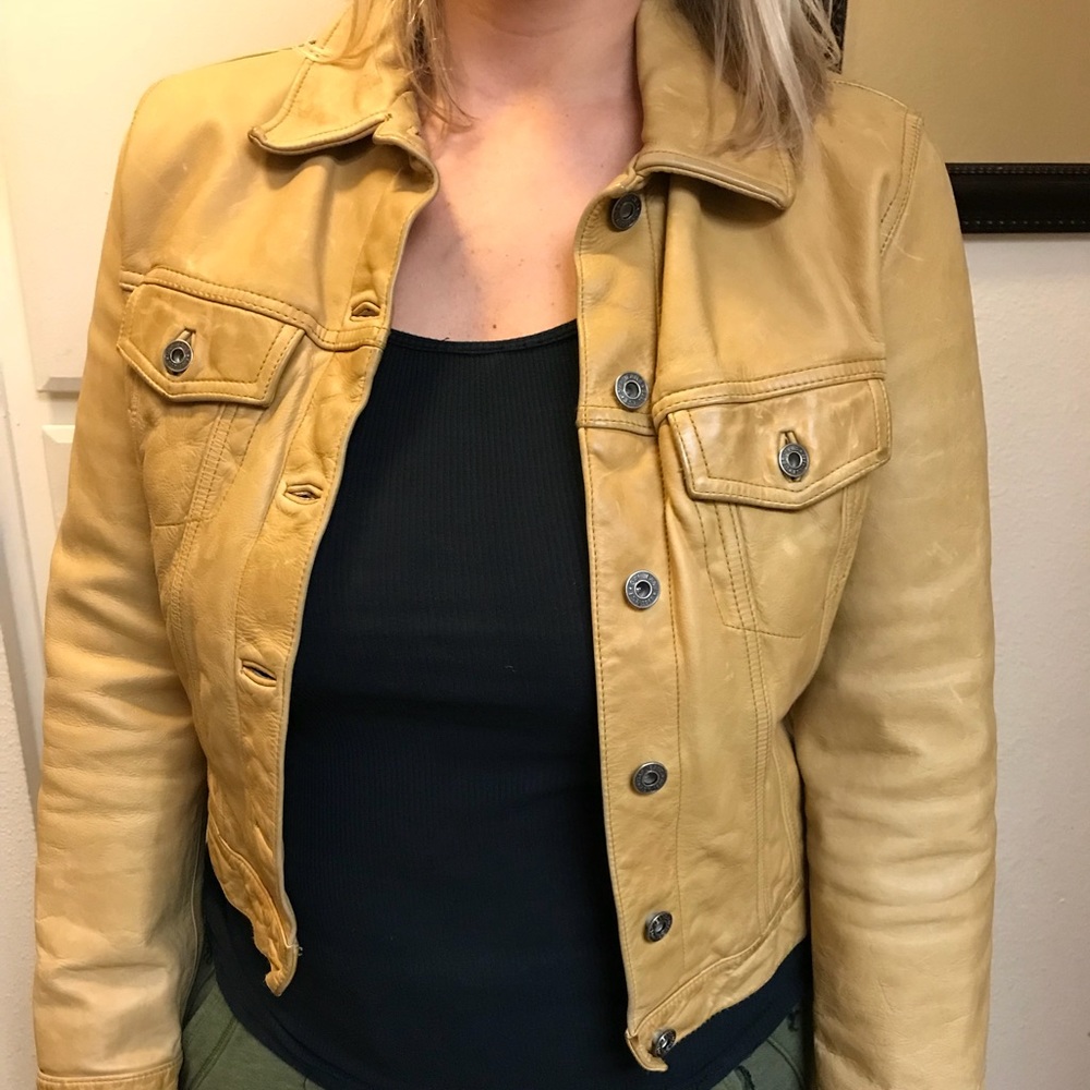 Leather jean jacket